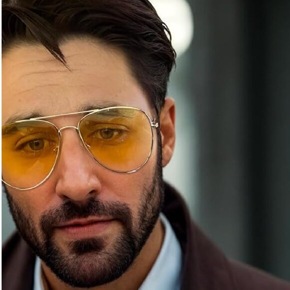 Unisex Ultraviolet Driving Yellow Aviator Sunglasses - Picture 4 of 6